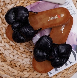 PS1 Pantuflas de Mujer con Lazo Grande Negro Big Love 4