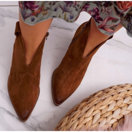 Nicole Botas de Mujer en Cuero Marrón con Tacón Chavai 5