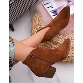 Nicole Botas de Mujer en Cuero Marrón con Tacón Chavai 3