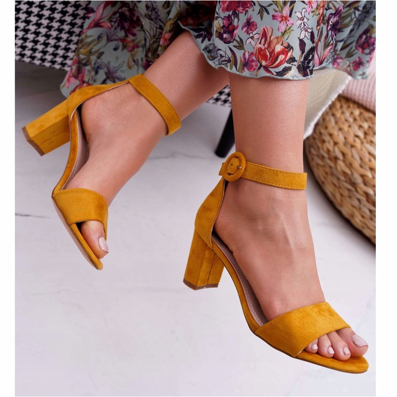 EVE Sandalias De Mujer Con Tacón Ante Amarillo Lexi 2