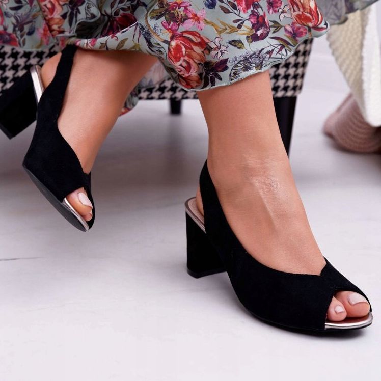 EVE De Mujer Sandalias Con Tacón Ante Negro Pollem 2