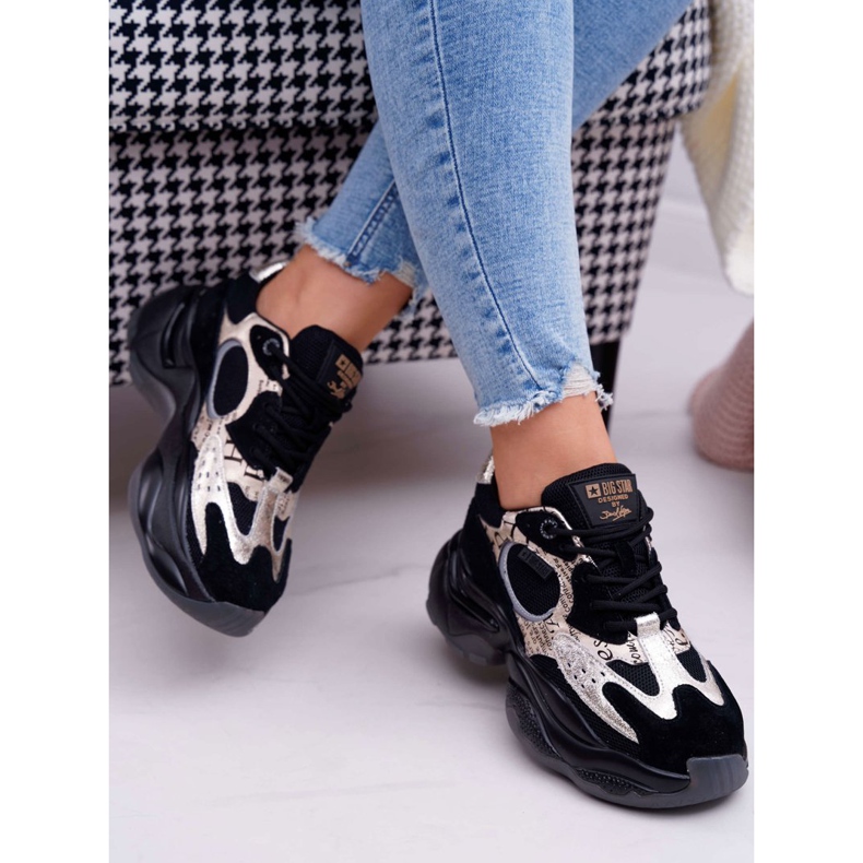 Zapatos deportivos para mujer Big Star de Daniel Lopez en negro y dorado FF274A524 amarillo 2