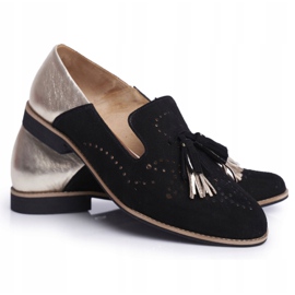 Mocasines de cuero Brogues Maciejka para mujer Negro 04484-01 / 00-5 6