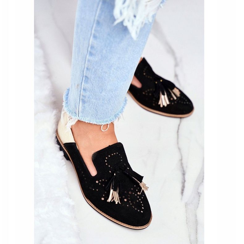 Mocasines de cuero Brogues Maciejka para mujer Negro 04484-01 / 00-5 1