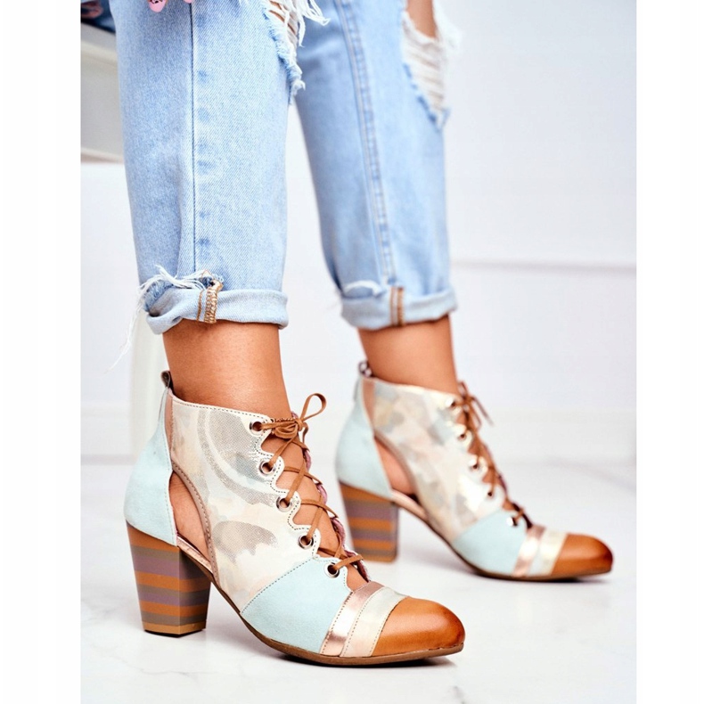 Botas De Mujer Con Tacón De Cuero Maciejka Primavera 03938-04 beige multicolor verde 2