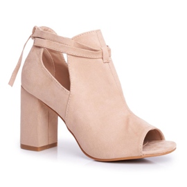 Vinceza De Mujer Botas Sandalias Con Tacón Puntera Abierta Beige Grises 3