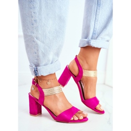 S.Barski Sandalias De Mujer Con Tacón Ante Fucsia Enjoy rosado 4