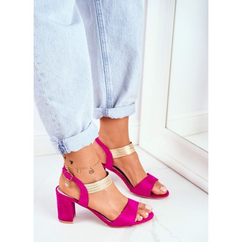 S.Barski Sandalias De Mujer Con Tacón Ante Fucsia Enjoy rosa 2