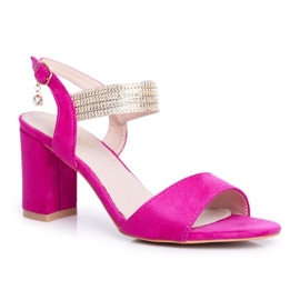 S.Barski Sandalias De Mujer Con Tacón Ante Fucsia Enjoy rosa 1