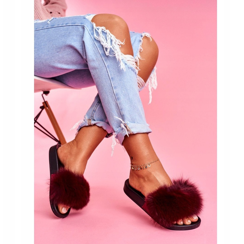 Pantuflas de Mujer con Piel Natural Rojo Oscuro Naturis 1