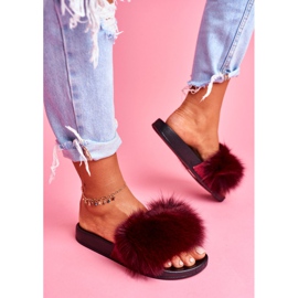 Pantuflas de Mujer con Piel Natural Rojo Oscuro Naturis 3