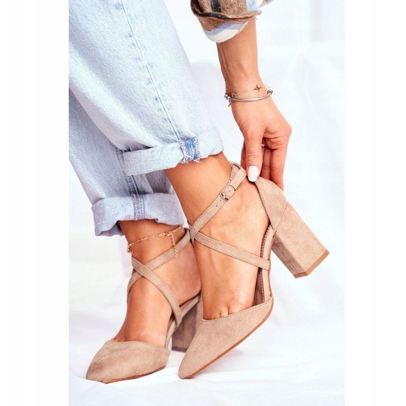 PS1 Zapatos de salón con tacón para mujer en color beige Spitz Traffic 1