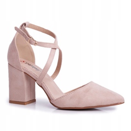 PS1 Zapatos de salón con tacón para mujer en color beige Spitz Traffic 3
