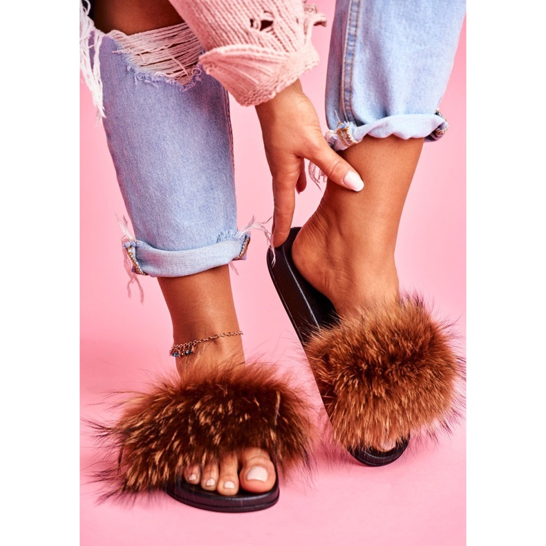 Pantuflas de Mujer con Piel Natural Marrón Naturis 2