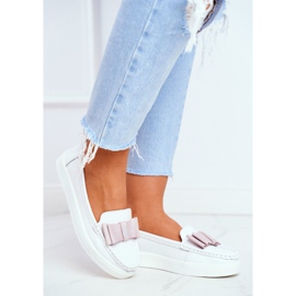 S.Barski Mocasines de Mujer en Piel Blanca y Rosa Lovren rosado 5
