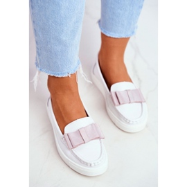 S.Barski Mocasines de Mujer en Piel Blanca y Rosa Lovren rosado 3
