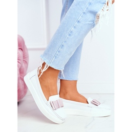 S.Barski Mocasines de Mujer en Piel Blanca y Rosa Lovren rosado 4
