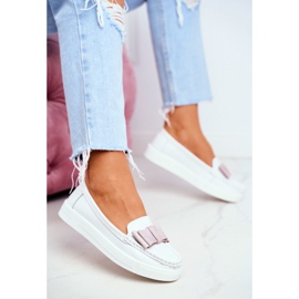 S.Barski Mocasines de Mujer en Piel Blanca y Rosa Lovren rosado 2