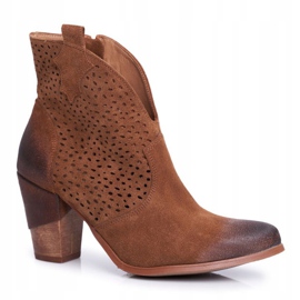 Exquisite De Mujer Botas Con Tacón Cuero Terciopelo Botas Vaqueras Exquisito Marrón 1170 4