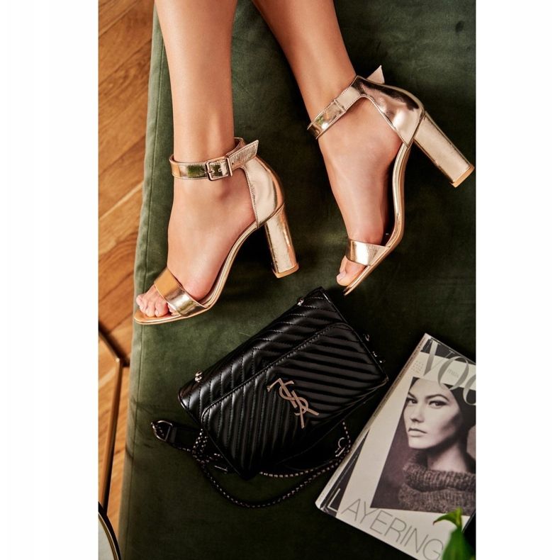 Sandalias de Mujer en Tacón Alto Laura Messi 1760 Piel Dorada Ilíada dorado 1