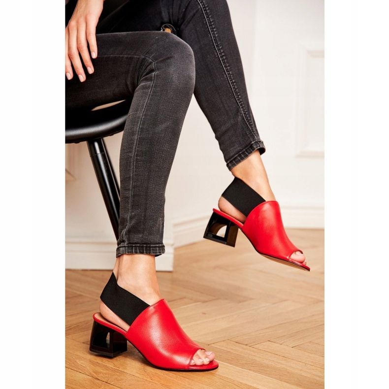 Sandalias De Mujer Con Tacón Alto Laura Messi Cuero Rojo Grehno 1919 1