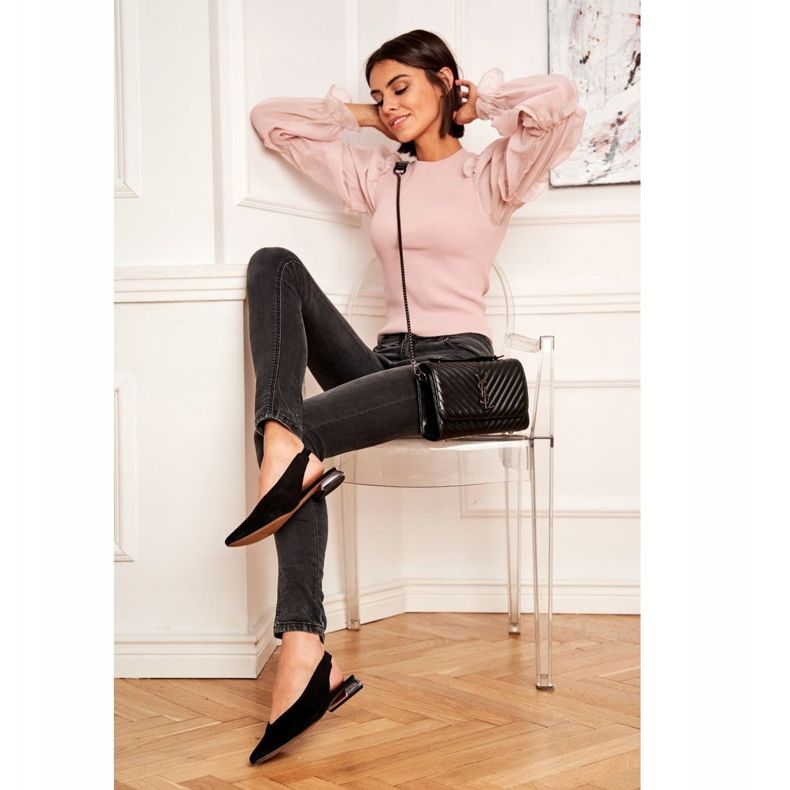 Bailarinas Mujer Laura Messi Cuero Negro 2127 1