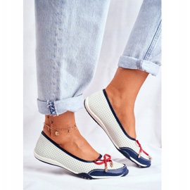 EVE Bailarinas de mujer en piel calada blanca y roja Erdola blanco rojo azul marino 2