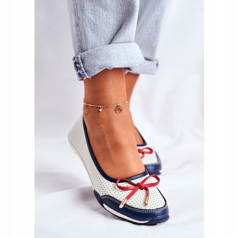 EVE Bailarinas de mujer en piel calada blanca y roja Erdola blanco rojo azul marino 1