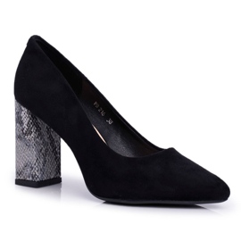 Zapatos de salón para mujer en el talón Sergio Leone Negro PB216 6