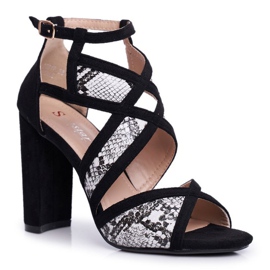 SEA De Mujer Sandalias Con Tacón Ante Negro Serpiente Emolly gris 6