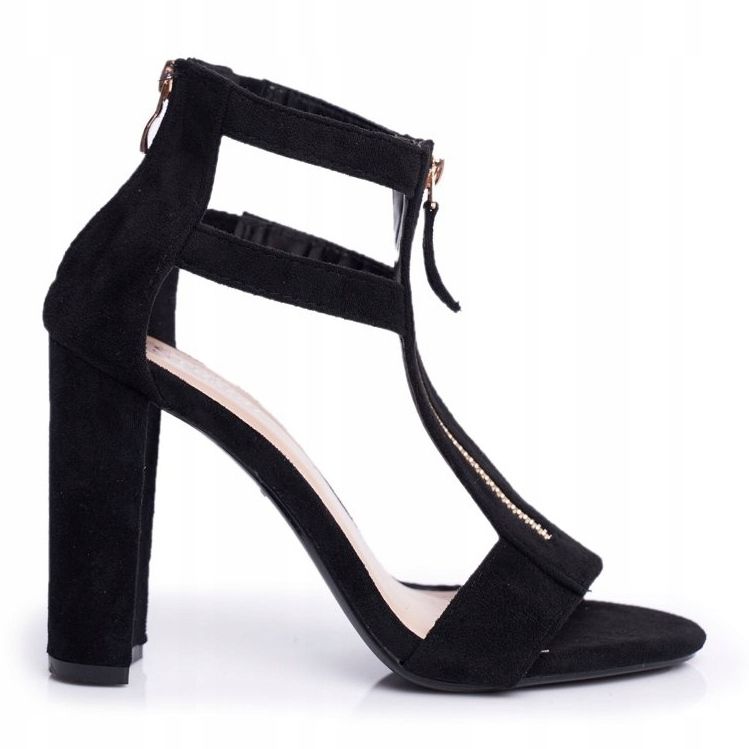 PS1 De Mujer Sandalias Con Tacón Ante Negro Folly 1