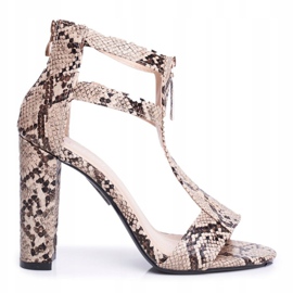 PS1 Sandalias de mujer con tacón Snake Folly beige marrón 2 PS1 Sandalias de mujer con tacón Snake Folly beige marrón 2