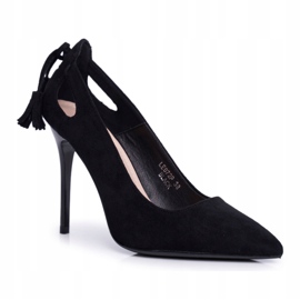 PS1 De Mujer Stilettos Ante Con Spitz Negro Leven 7