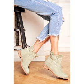 SEA De mujer Botas Tacón Plano Ante Calado Verde Raffe 1 SEA De mujer Botas Tacón Plano Ante Calado Verde Raffe 1