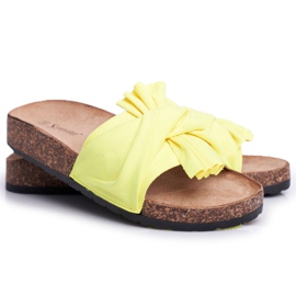 PS1 Pantuflas De Mujer Con Lazos De Corcho Lazo Amarillo Neón 4