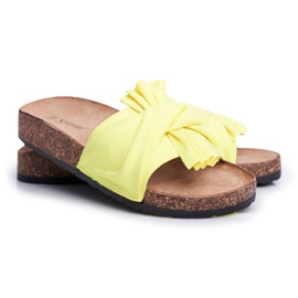 PS1 Pantuflas De Mujer Con Lazos De Corcho Lazo Amarillo Neón 3