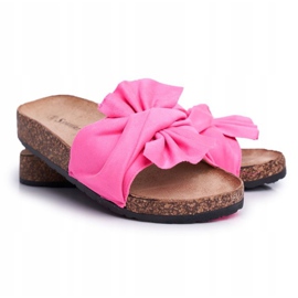 PS1 Pantuflas Mujer En Corcho Lazos Fucsia Felis rosado 5