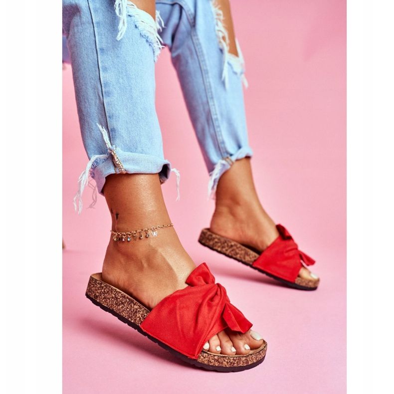 PS1 Pantuflas Mujer En Corcho Lazos Rojo Felis 2