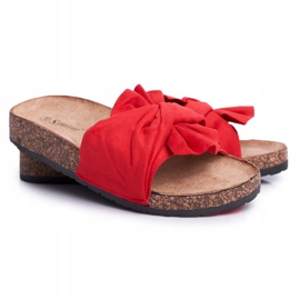 PS1 Pantuflas Mujer En Corcho Lazos Rojo Felis 4