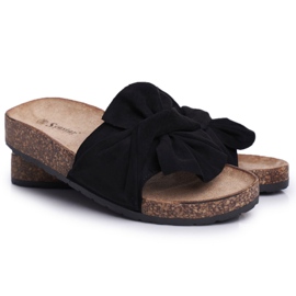 SEA Pantuflas Mujer Con Lazos De Corcho Negro Felis 6