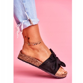 SEA Pantuflas Mujer Con Lazos De Corcho Negro Felis 3