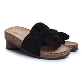 SEA Pantuflas Mujer Con Lazos De Corcho Negro Felis 5