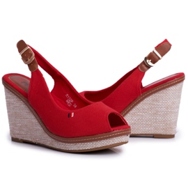 SEA Sandalias de mujer con cuña Red Tommy rojo 1