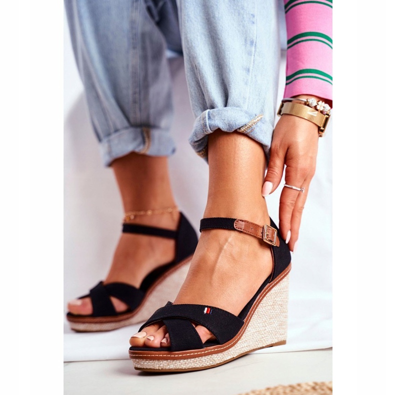 SEA Sandalias Mujer Con Cuña Negro LaMane 1