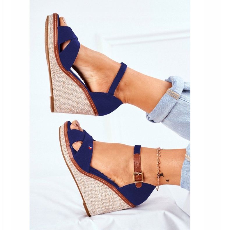 SEA Sandalias De Mujer Con Cuña Azul LaMane azul marino 1