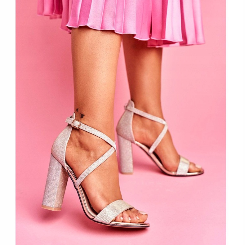 SEA De Mujer Sandalias En El Tacón Con Purpurina Dorado Vivi 2