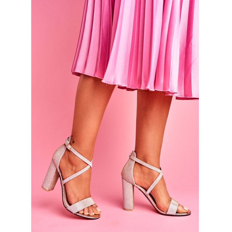 SEA De Mujer Sandalias En El Tacón Con Purpurina Dorado Vivi 1