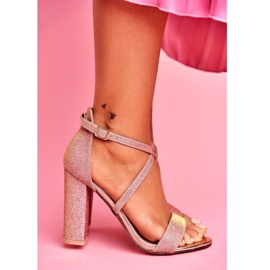 SEA De Mujer Sandalias En El Tacón Purpurina Champán Vivi rosado amarillo 4