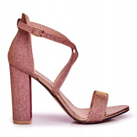 SEA De Mujer Sandalias En El Tacón Purpurina Champán Vivi rosado amarillo 6