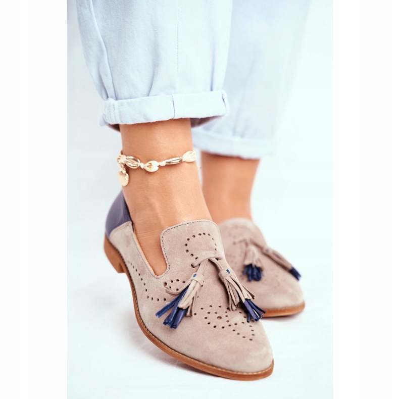 Mocasines de cuero Maciejka Brogues para mujer Beige 04484-04 / 00-5 2 Mocasines de cuero Maciejka Brogues para mujer Beige 04484-04 / 00-5 2